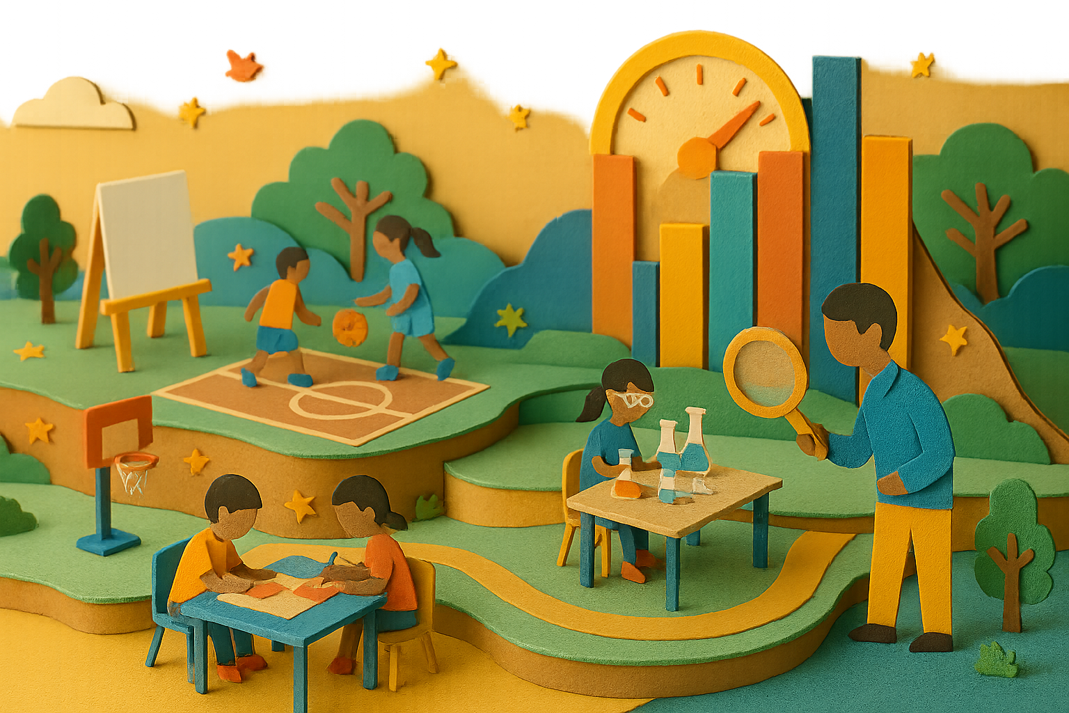 Students participating in engaging afterschool activities with staff guidance