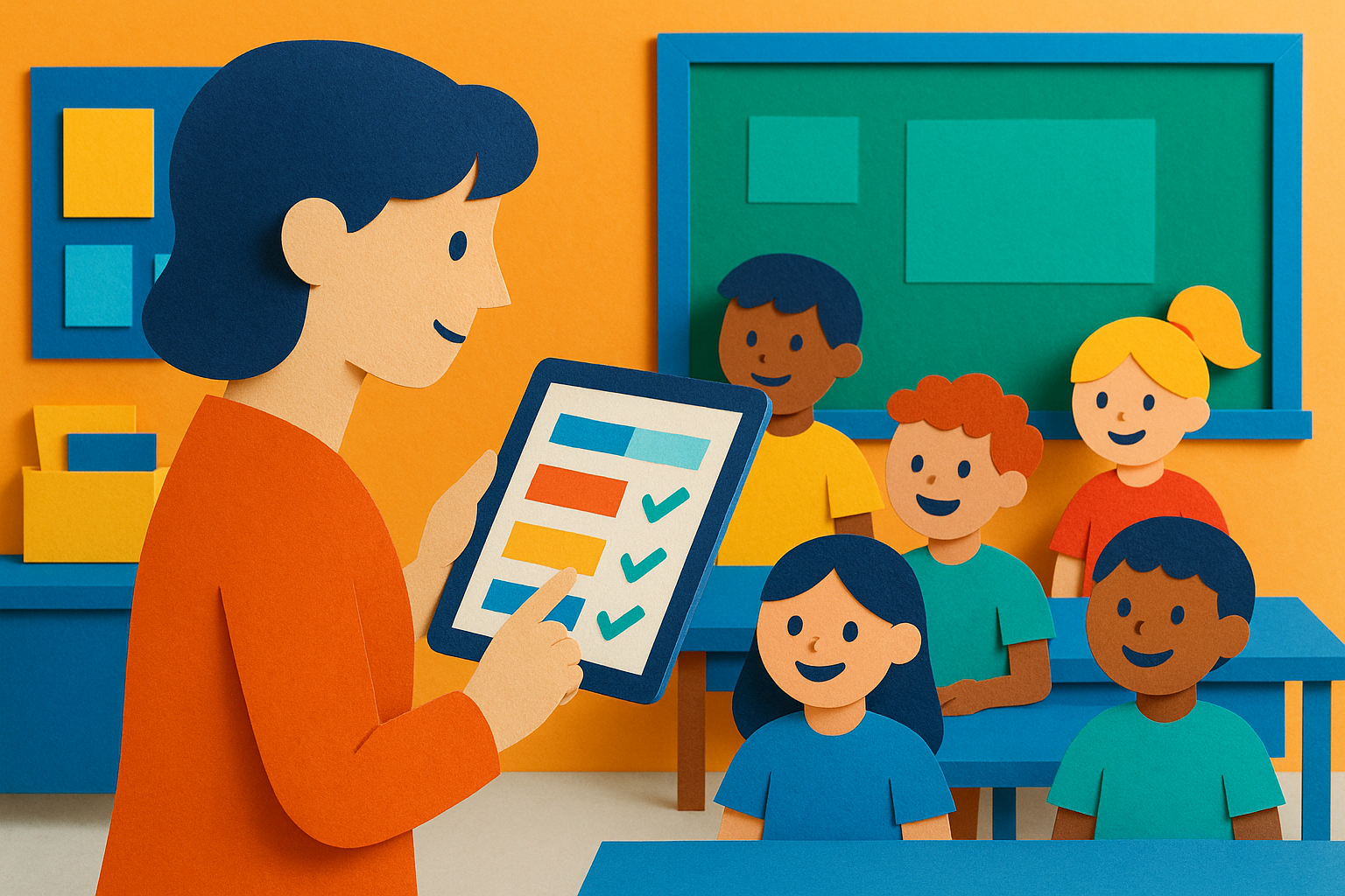 Staff and parents using afterschool registration software on laptops and tablets
