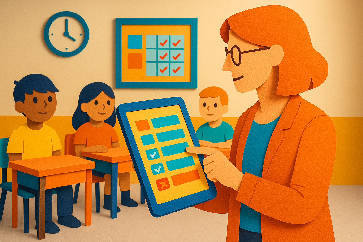 Educators using student engagement software on tablets in an afterschool classroom