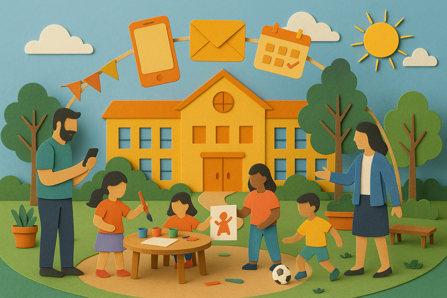 Parents engaging with school staff and students during an afterschool program event